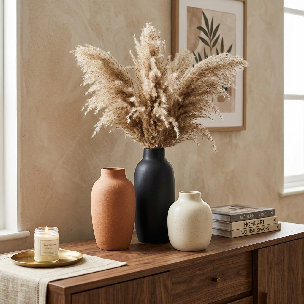 Modern Ceramic Vase Trio — lifestyle