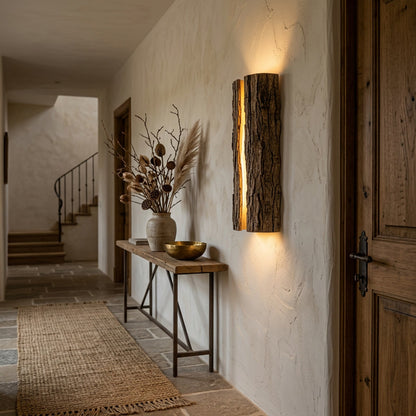 Live-Edge Wood Wall Sconce lifestyle