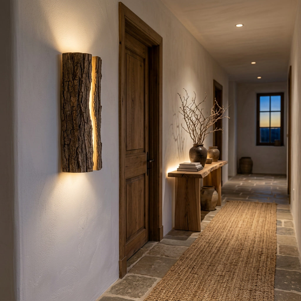 Live-Edge Wood Wall Sconce lifestyle