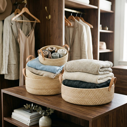 Rattan Storage Basket Set 3 — lifestyle