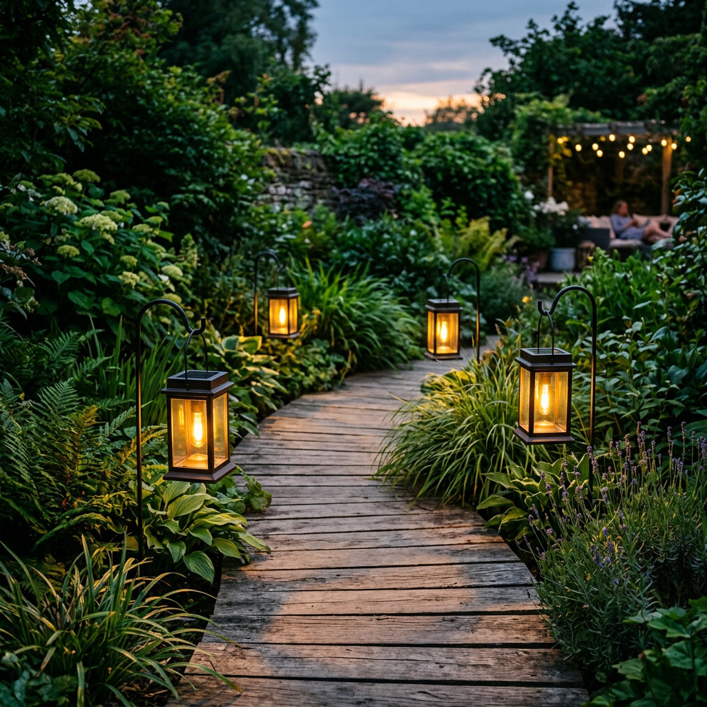 Outdoor Solar Lantern Set 4 — lifestyle
