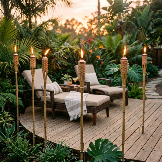 Bamboo Tiki Torch Set 6 — lifestyle