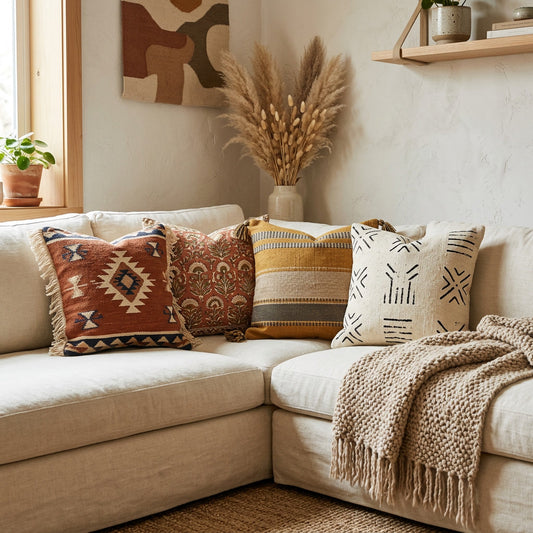 Throw Pillow Cover Set 4 Boho — lifestyle