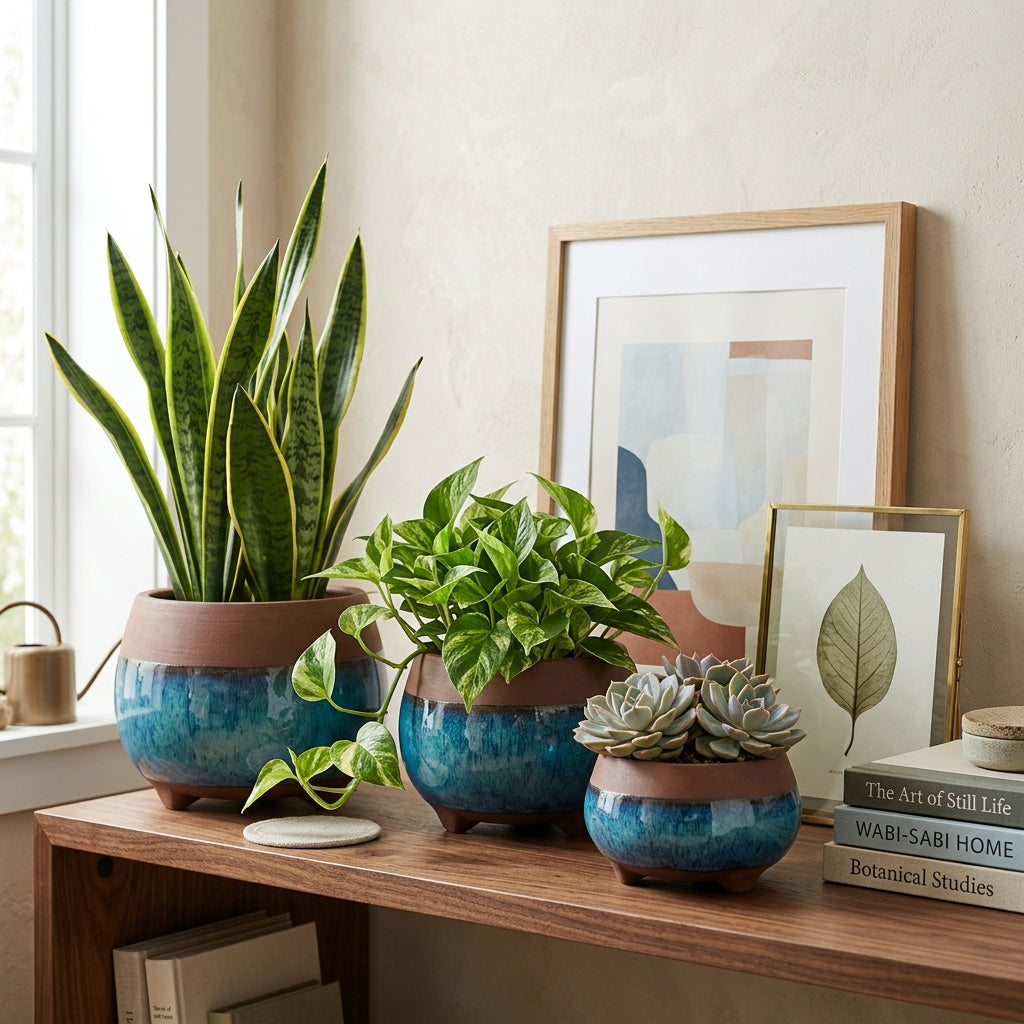 Ceramic Planter Pot Set of 3 lifestyle