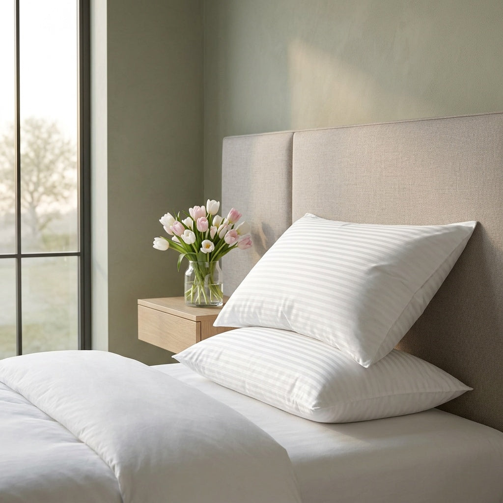 Hotel Stripe Bed Pillows Set of 2 lifestyle