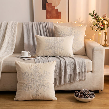 Snowflake Velvet Throw Pillow Cover lifestyle