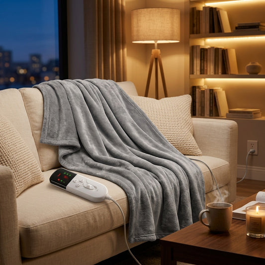Heated Electric Throw Blanket Dual-Zone Soft Plush USB Auto- lifestyle - Syvah