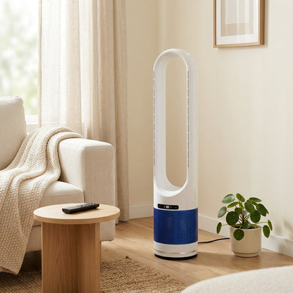 Bladeless Tower Fan with Remote 36-Inch Quiet Modern Living  lifestyle - Syvah