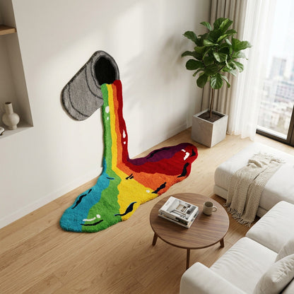 Rainbow Paint Spill Art Rug lifestyle