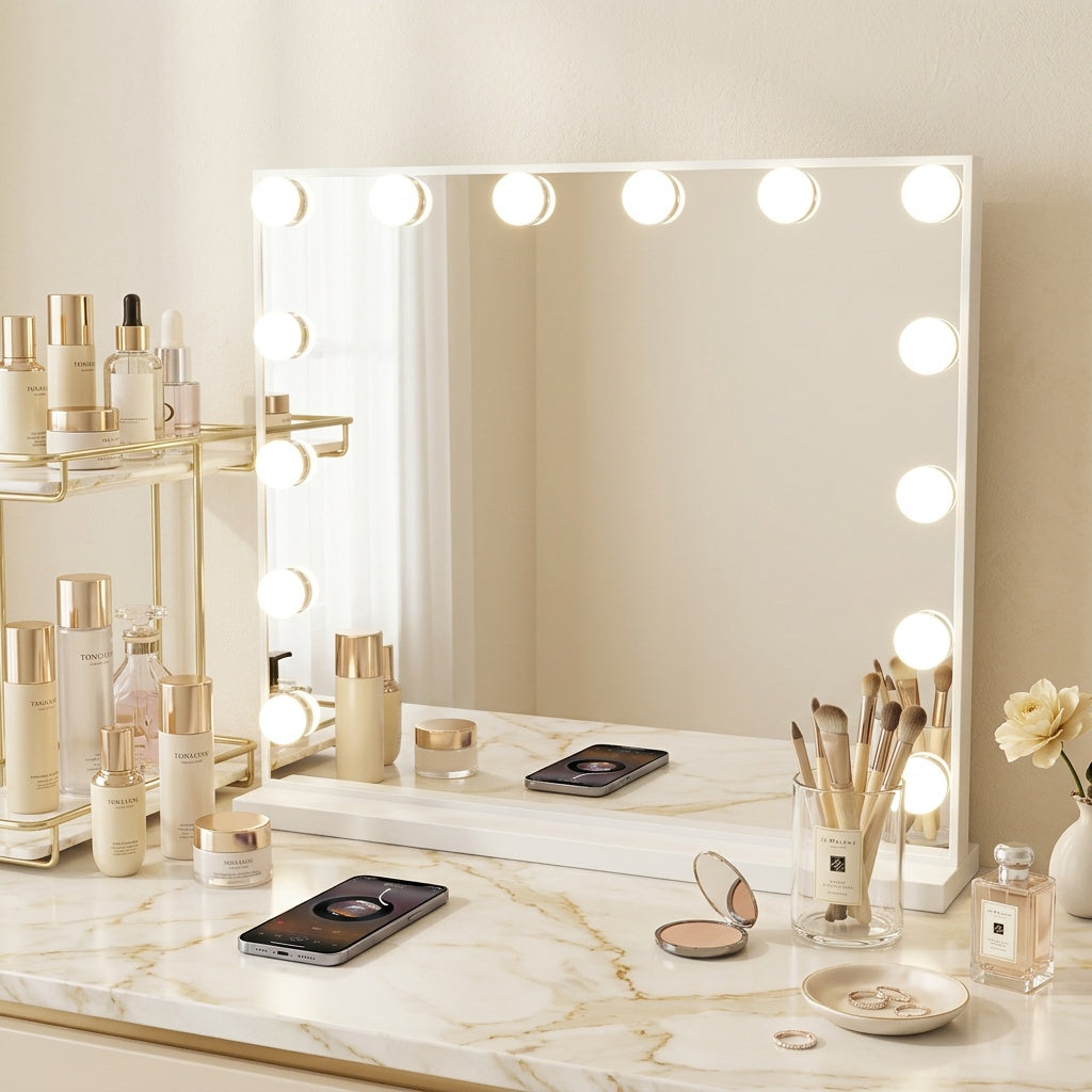 LED Vanity Mirror with Lights Bluetooth Speaker Touch Dimmab lifestyle - Syvah