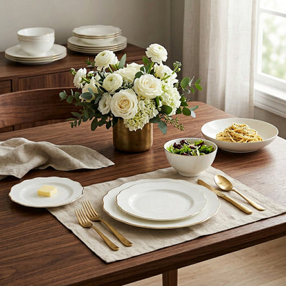 White Bone China Dinnerware Set lifestyle