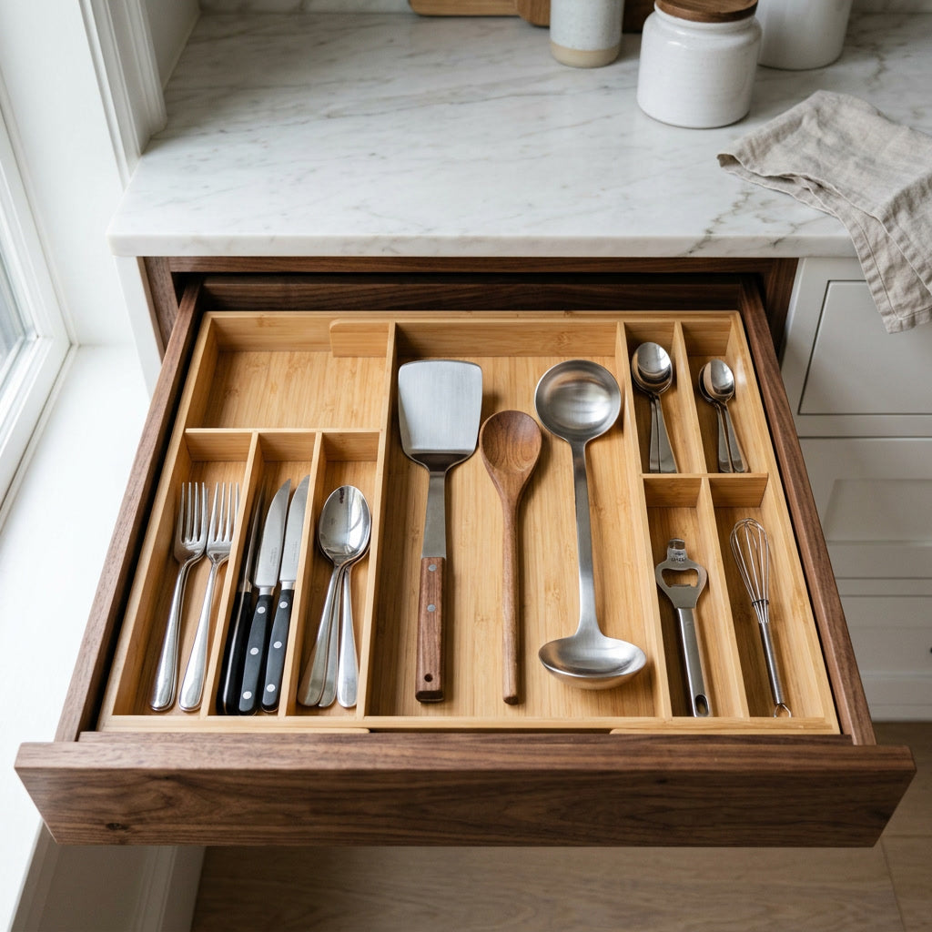 Bamboo Drawer Organizer Expandable — lifestyle