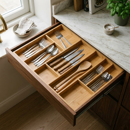 Bamboo Drawer Organizer Expandable — lifestyle