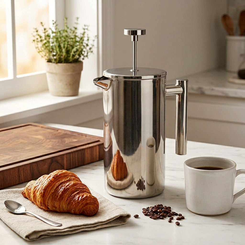 Insulated Stainless Steel French Press lifestyle
