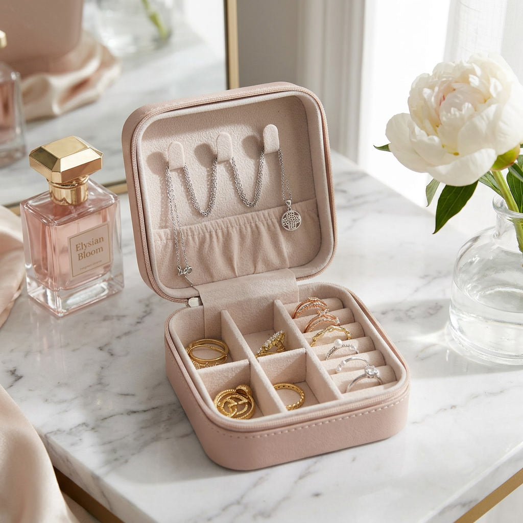 Leather Travel Jewelry Box Organizer lifestyle