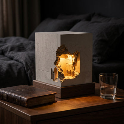 Cathedral ruins night light styled
