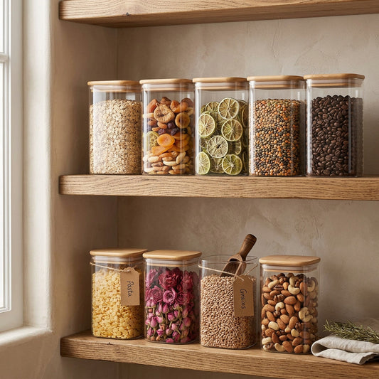Clear Pantry Canister Set 14-Piece Glass Airtight Food Stora lifestyle - Syvah