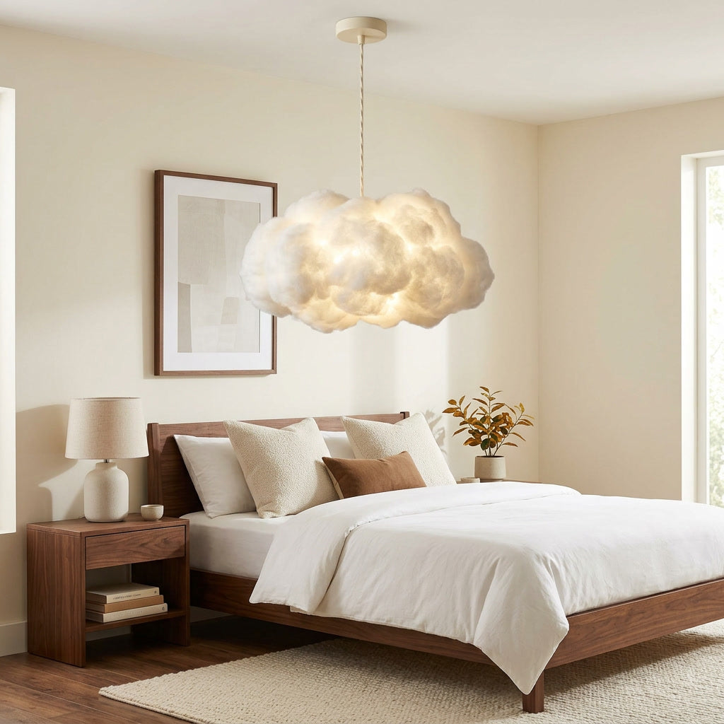 Cloud-Shape Pendant Lamp Soft White LED Aesthetic Bedroom Modern - lighting fixture, view 1 of 3