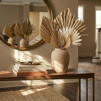 Dried palm leaf decor styled