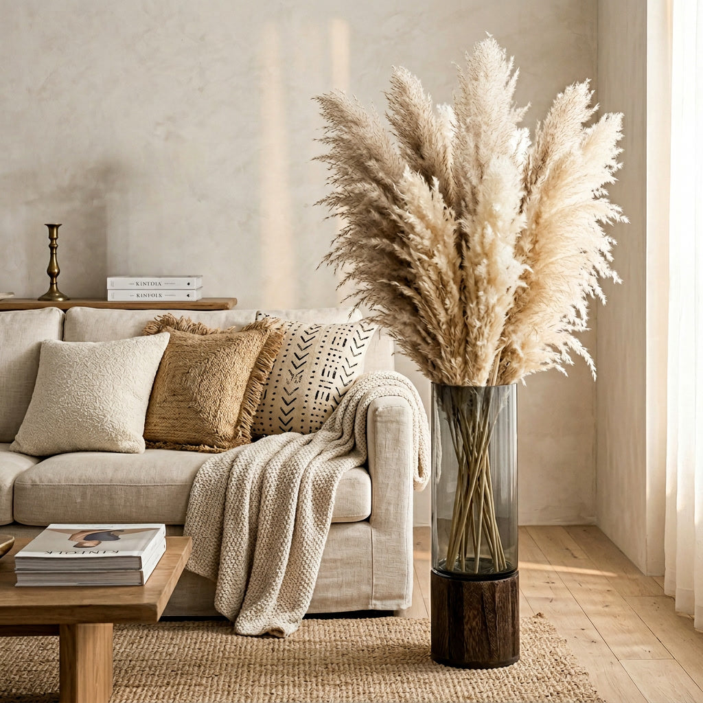 Dried Pampas Grass Fall Arrangement Tall Natural Boho Vase F lifestyle - Syvah