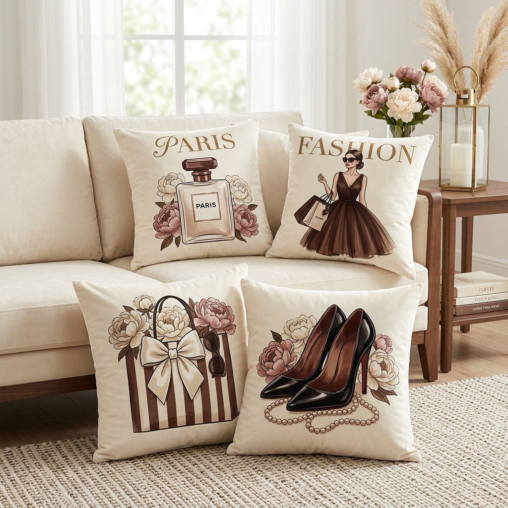 Velvet Throw Pillow Set 4-Pack Aesthetic Bedroom Couch Modern Decor - home decor piece, view 1 of 3