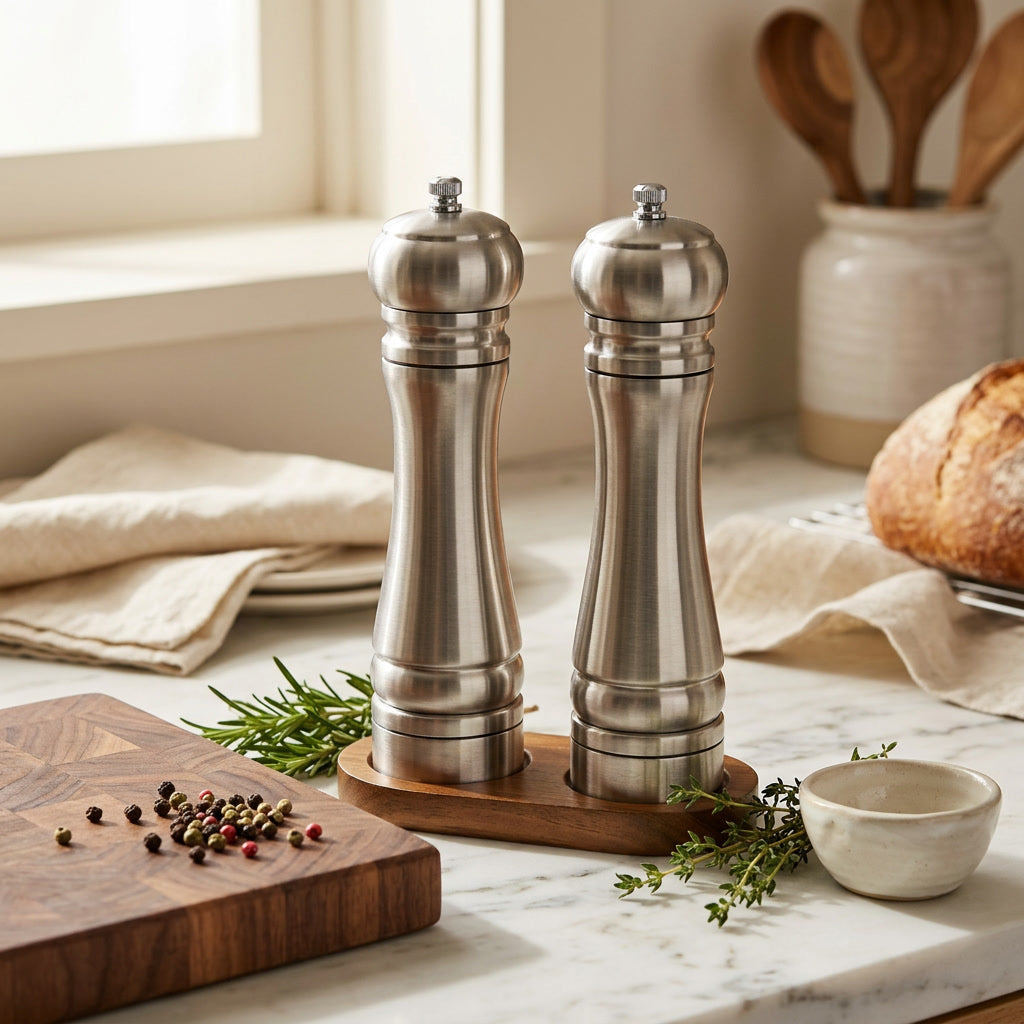 Ceramic Salt and Pepper Grinder Set Adjustable Coarseness Wo lifestyle - Syvah