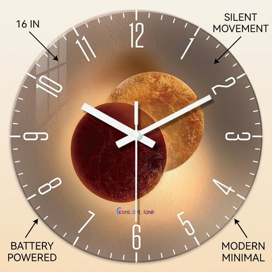 Modern Wall Clock 16-Inch Silent Sweep Movement Wo infographic - Syvah