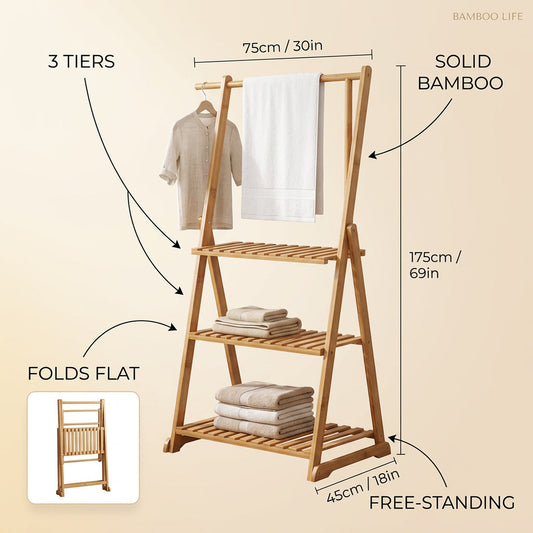 Foldable Standing Drying Rack Stainless Steel Heav infographic - Syvah