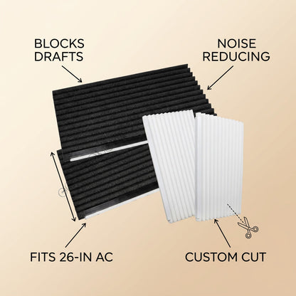 Window AC Insulation Foam Panel Kit Cold Air Block infographic - Syvah