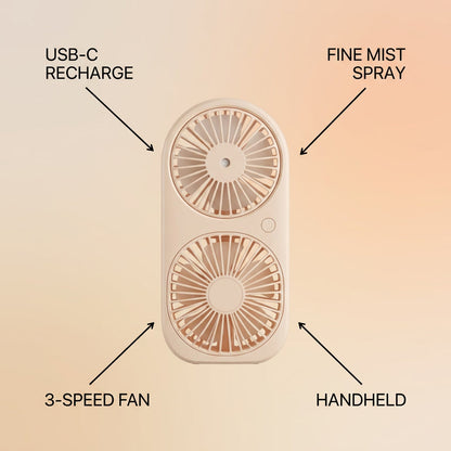 Portable Mini Spray Bottle Fan USB Rechargeab infographic - Syvah