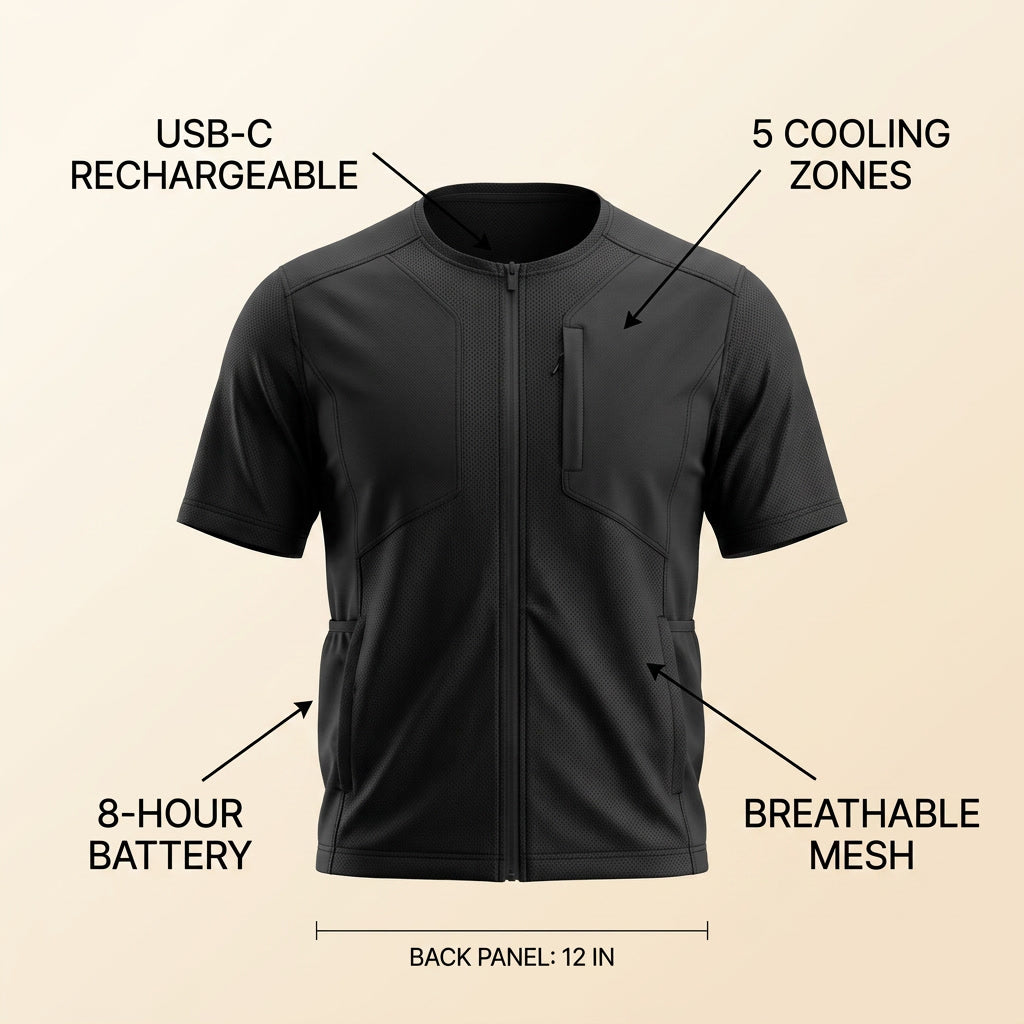 Wearable Personal Cooling Vest infographic - Syvah