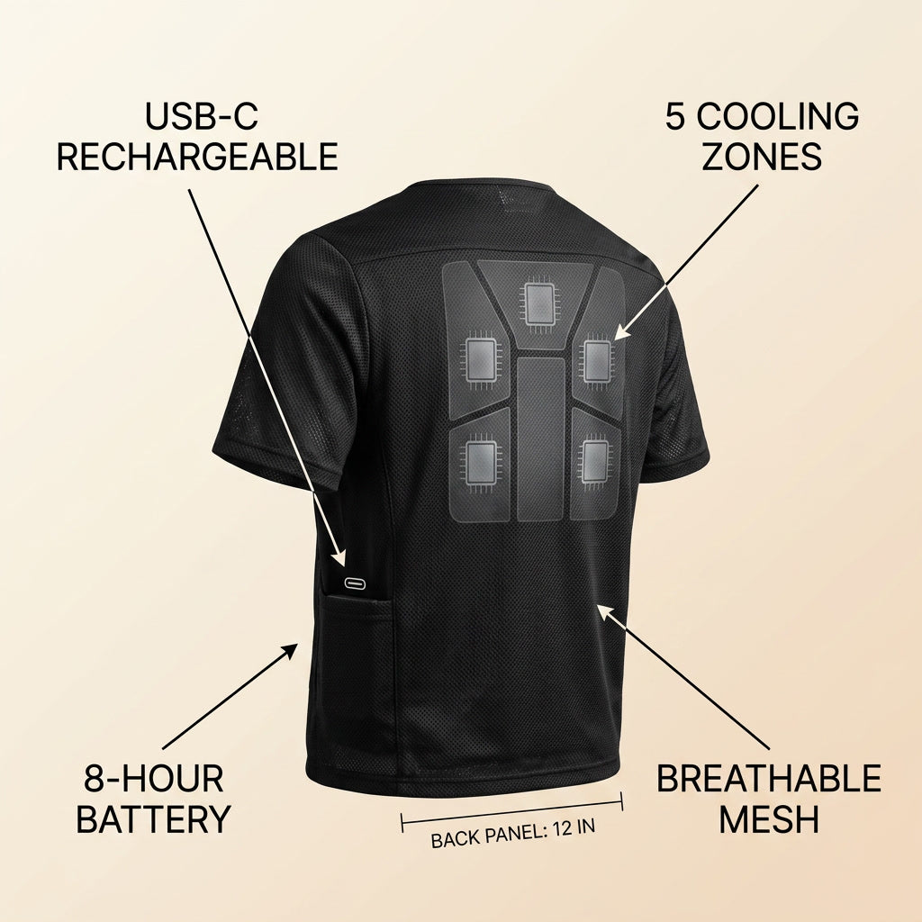 Wearable Personal Cooling Vest infographic - Syvah