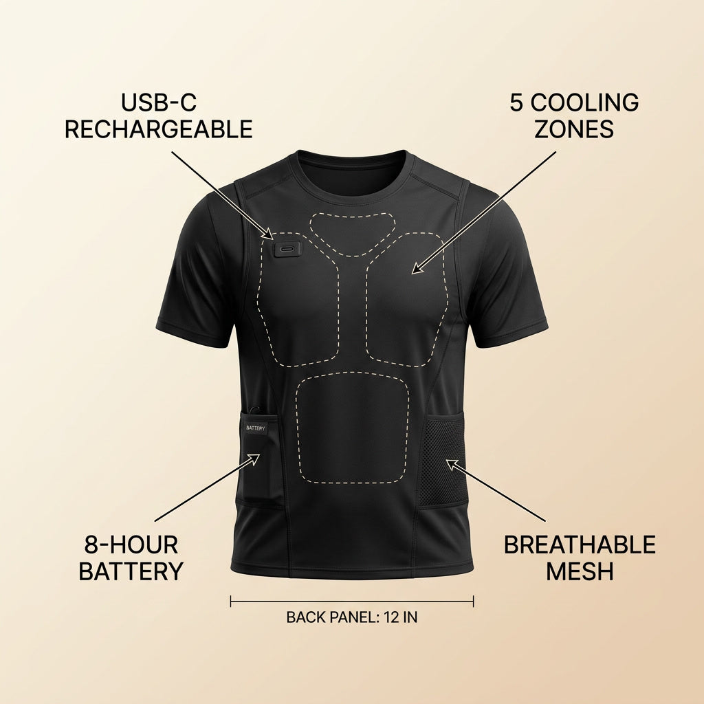 Wearable Personal Cooling Vest infographic - Syvah