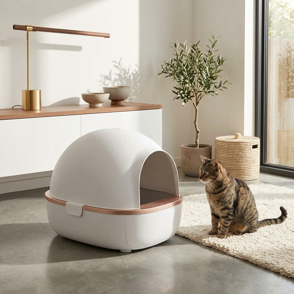 self cleaning litter box dome