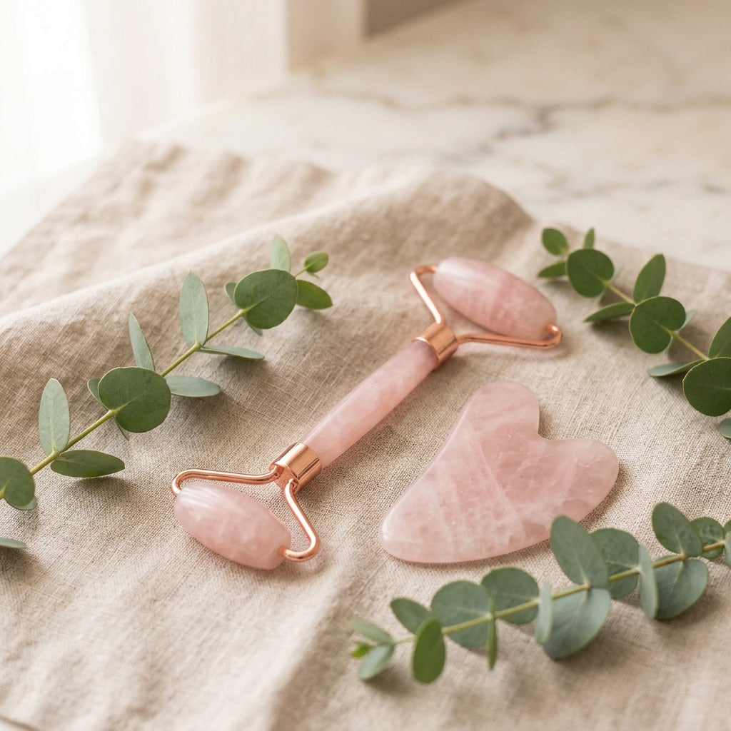 Rose Quartz Jade Roller & Gua Sha Set