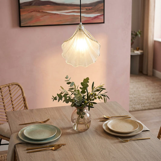 Frosted Shell Pendant Light, Coastal