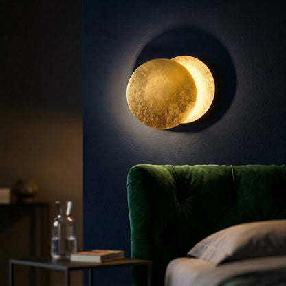 Eclipse Wall Sconce, Brushed Brass Disk
