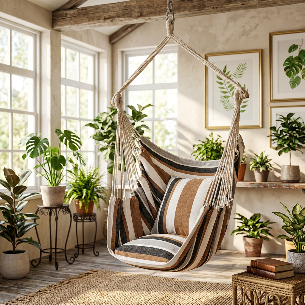 Macrame Hammock Chair, Boho Indoor/Outdoor