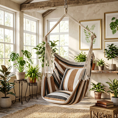 Macrame Hammock Chair, Boho Indoor/Outdoor