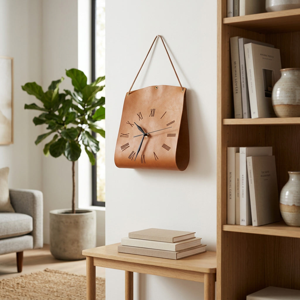 Leather Strap Wall Clock
