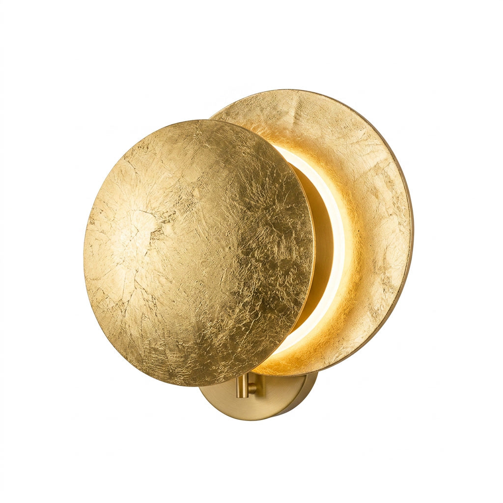 Eclipse Wall Sconce, Brushed Brass Disk