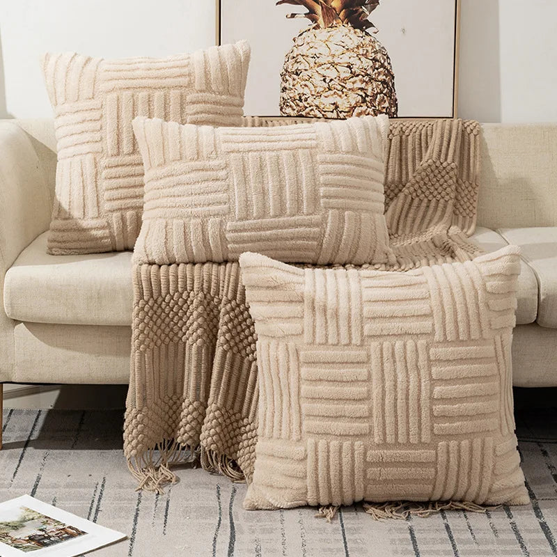 Boho Tufted Throw Pillow Cover — Textured Decorative Cushion