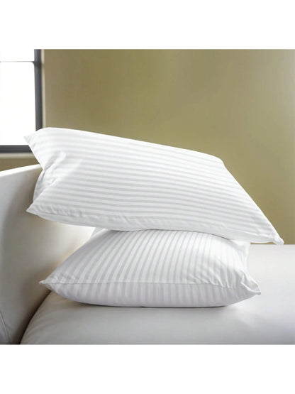 Hotel Stripe Bed Pillows Set of 2 Down-Alternative Soft Support