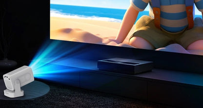 Magcubic HY310 portable projector in use — real product photo
