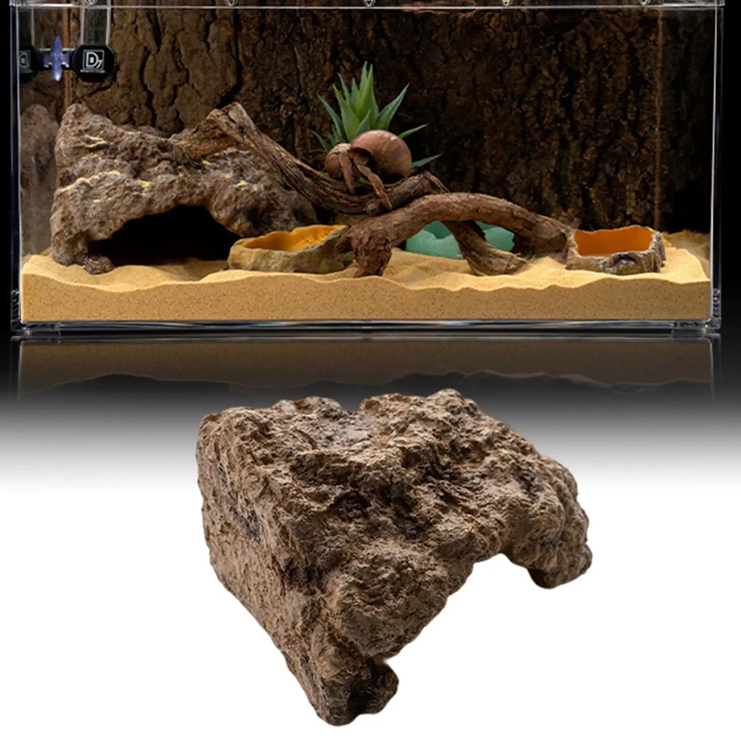 Resin Reptile Hide Cave With Textured Rock Finish