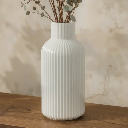 Ribbed Porcelain Bud Vase, 8" Minimalist