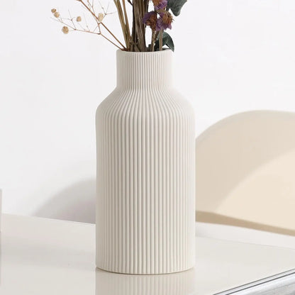 Ribbed Porcelain Bud Vase, 8" Minimalist