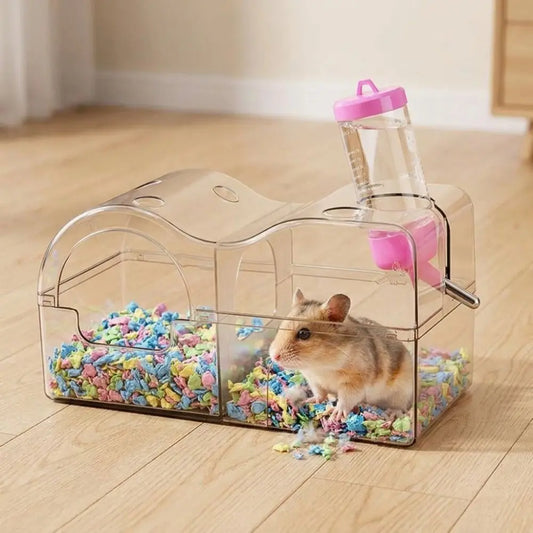 3-in-1 Acrylic Hamster Hideout & Sand Bath Box