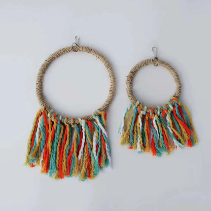 Natural Rope Ring Bird Swing with Cotton Tassels