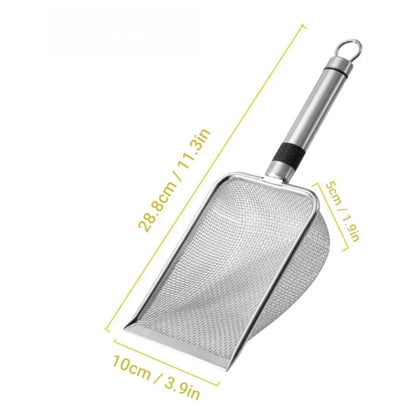Stainless Steel Cat Litter Scoop — Deep Mesh Sifter with Hang Ring